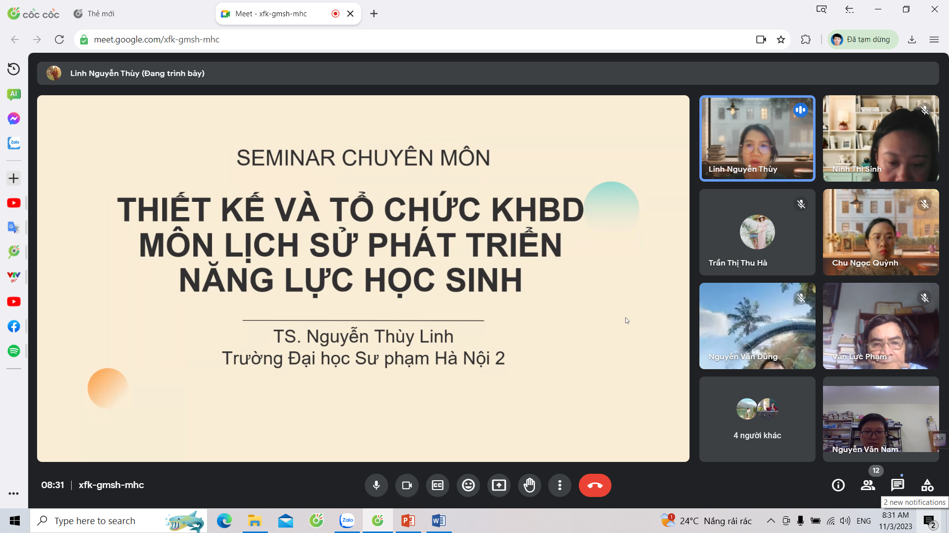 Seminar phục vụ sinh hoạt chuyên môn ở trường trung học phổ thông. Báo cáo viên: TS. Nguyễn Thùy Linh – Giảng viên Khoa Lịch sử - Trường ĐHSP Hà Nội 2